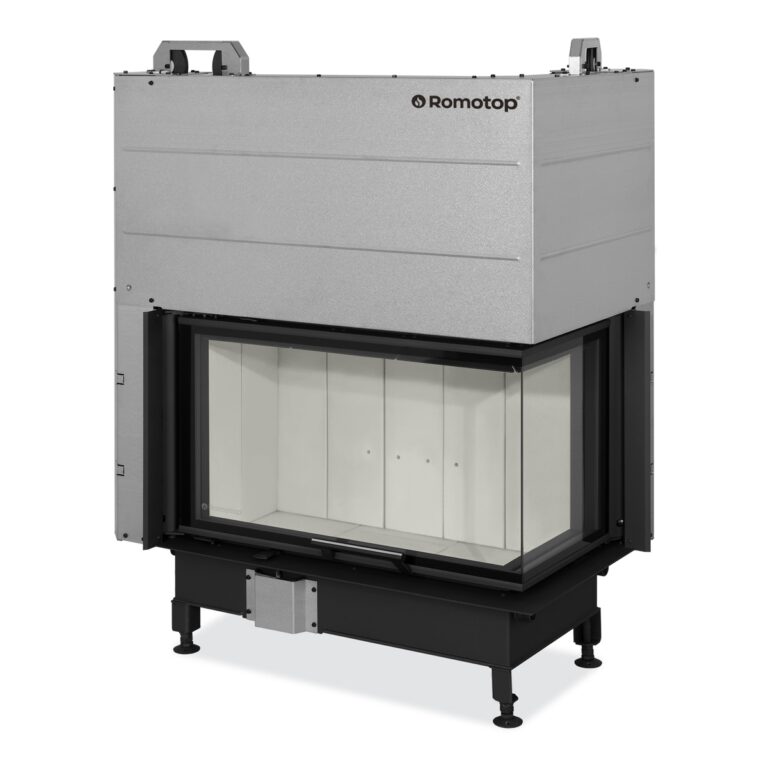 HEAT R/L 3G L 81.51.40.24 - hot-air corner fireplace insert with lifting door and split glazing