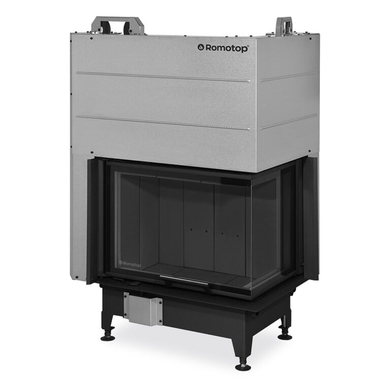 HEAT R/L 3G L 65.51.40.25 - hot-air corner fireplace insert with lifting door and split glazing