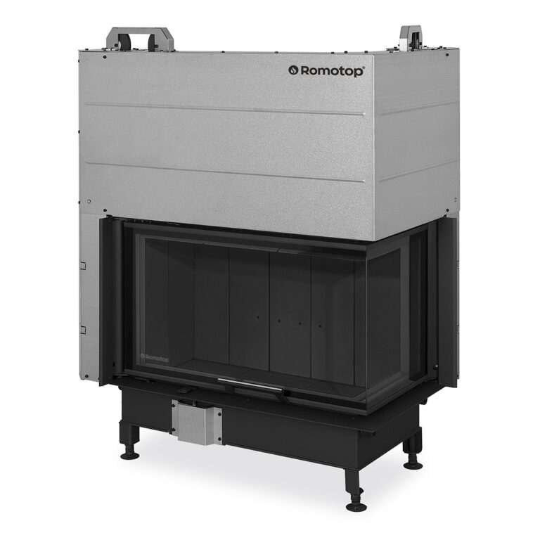 HEAT R/L 3G L 81.51.40.25 - hot-air corner fireplace insert with lifting door and split glazing