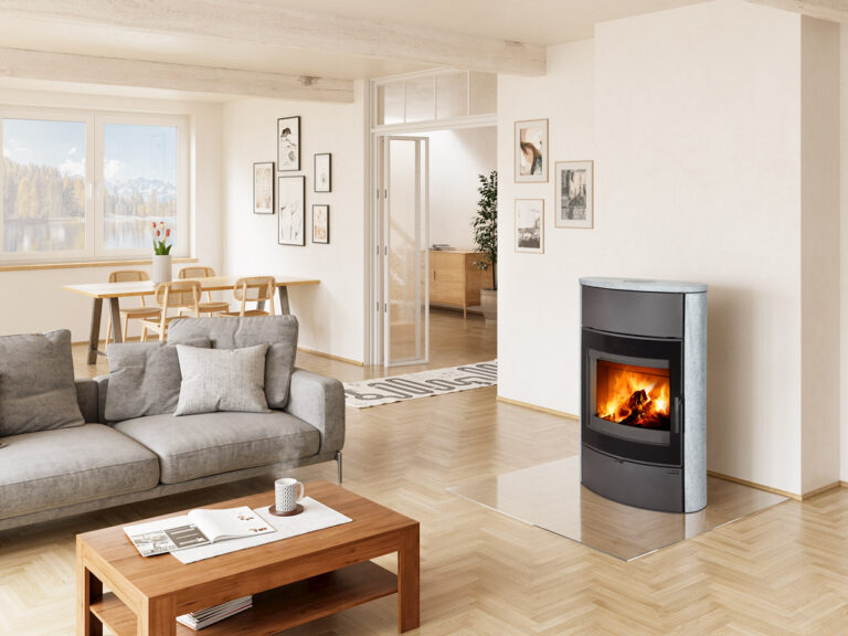 Kaminska peč na drva NAVIA G H - obloga iz naravnega kamna