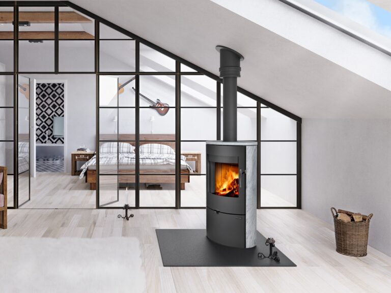 Kaminska peč na drva OVALIS 02 - obloga iz naravnega kamna