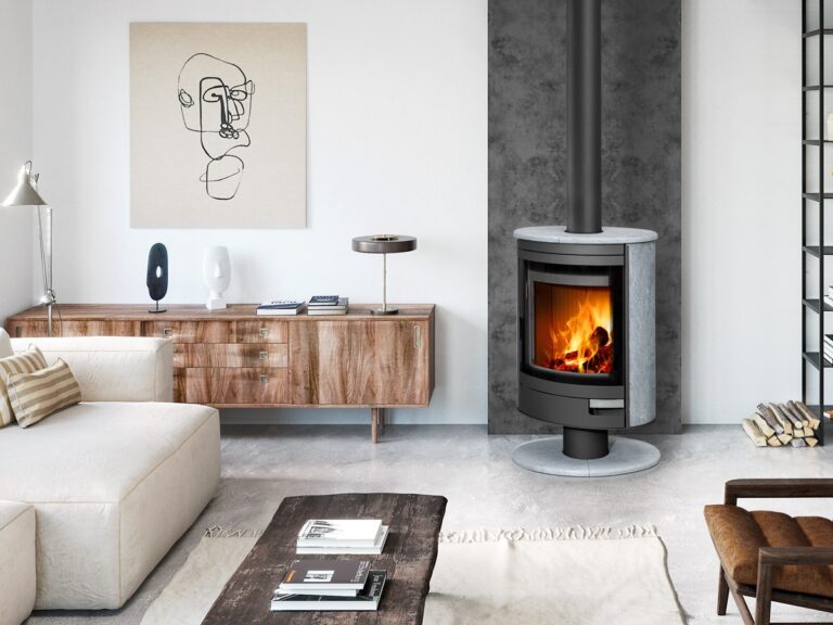 Kaminska peč na drva STROMBOLI N 01 - obloga iz naravnega kamna